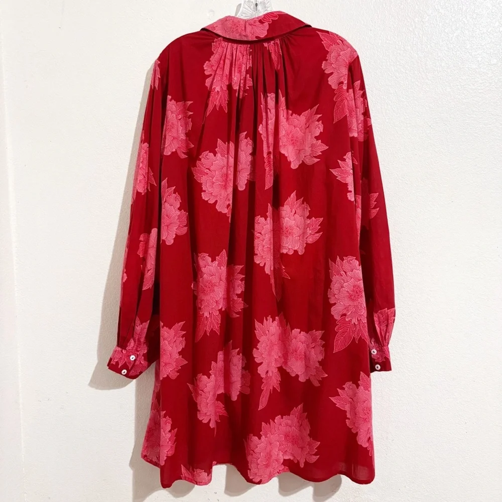 Mille Bonnie Long Puff Sleeve‎ Mini Dress in Crimson Floral